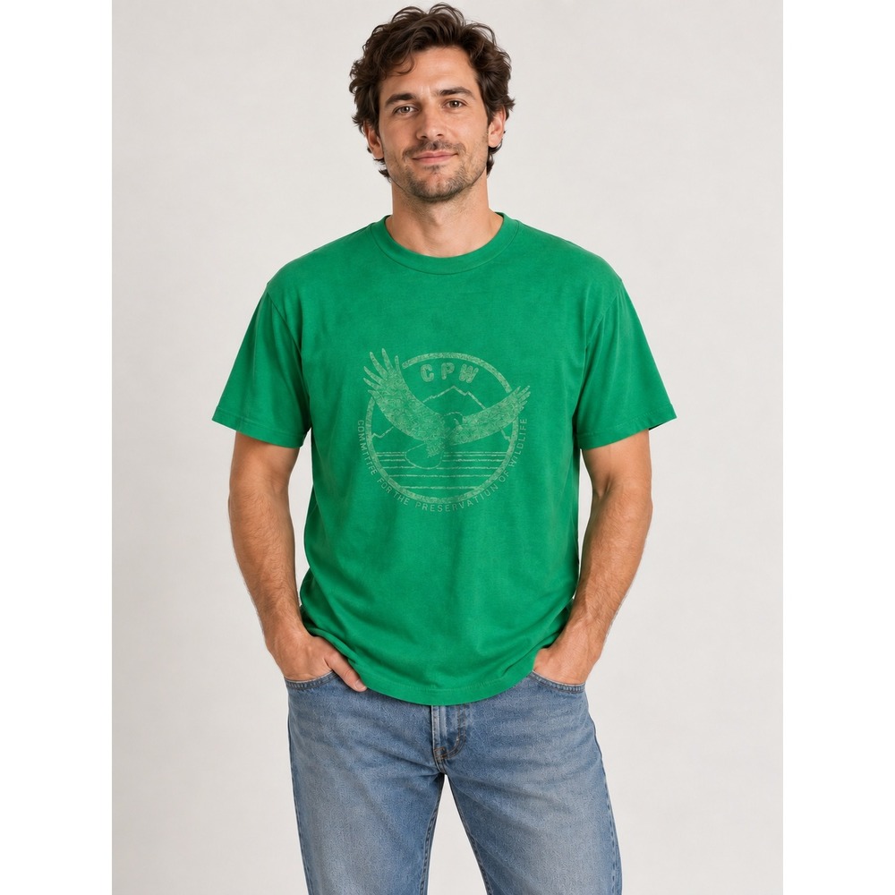 Vintage Hanes Fifty-Fifty Green CPW Wildlife Eagle Graphic T-Shirt Large USA